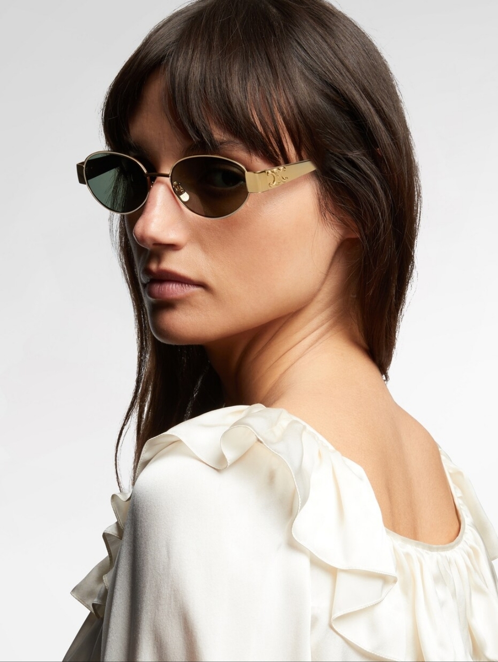 NEW! CELINE Metal Triomphe 54MM Oval Sunglasses GOLD HARDWARE - Picture 2 of 15